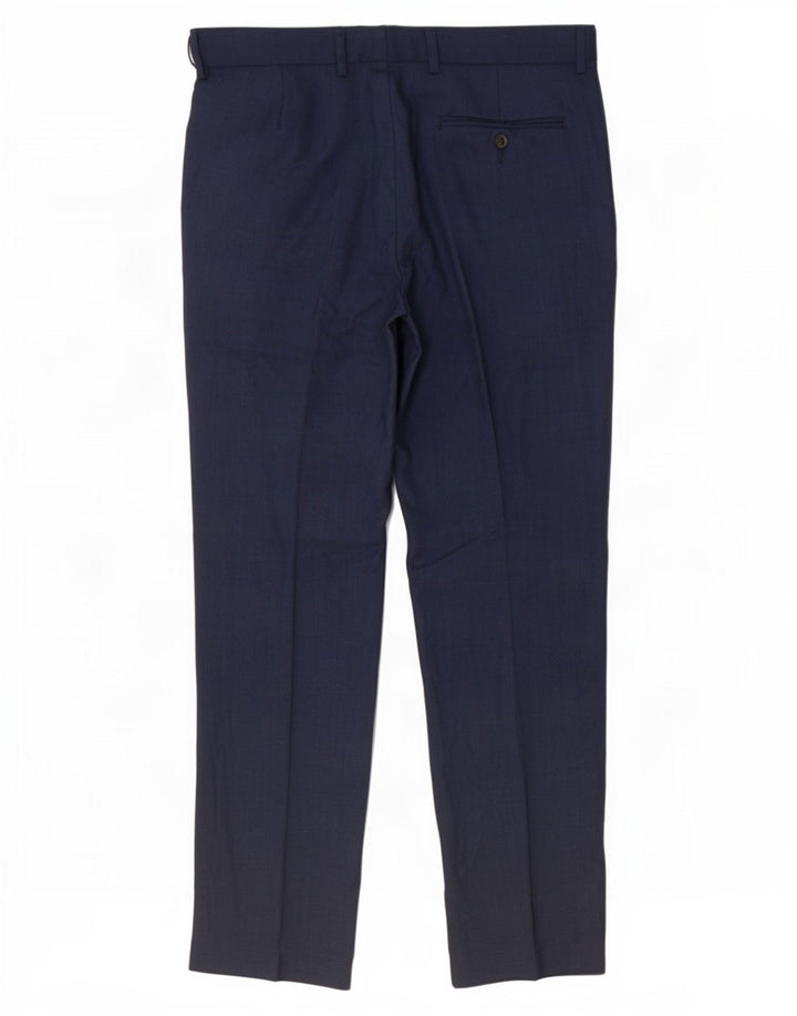 Pantaloni da abito vestibilità regolare Marks & Spencer da uomo W34 L31 poliestere blu navy