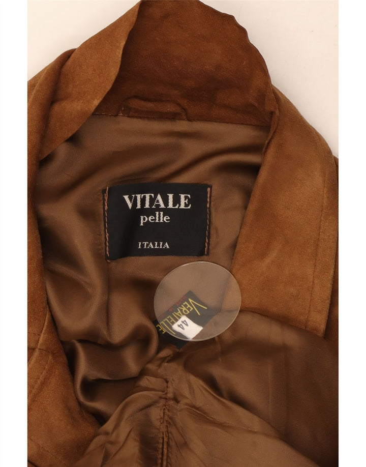 Giacca vintage in pelle scamosciata da donna IT 44 in pelle marrone medio