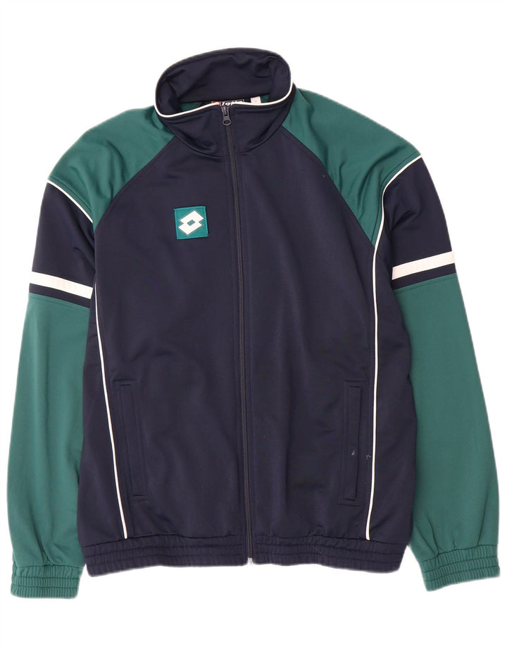 Giacca da ginnastica da uomo Lotto piccola in poliestere color block blu navy