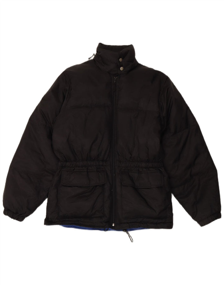 Giacca imbottita da uomo vintage UK 38 poliestere nero medio