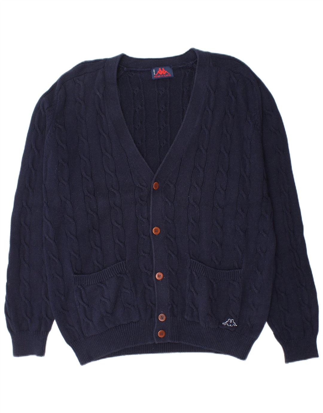 Maglione cardigan da uomo Kappa grande in cotone blu navy