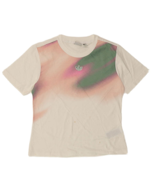 T-shirt da donna Adidas Top UK 8 Small bianca in cotone tie-dye