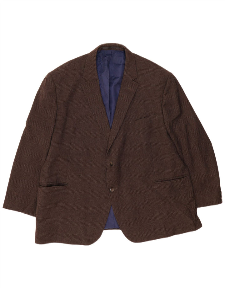 Giacca blazer a 2 bottoni Marks & Spencer da uomo UK 52 3XL pied de poule marrone