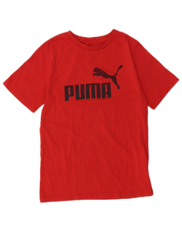 T-shirt grafica PUMA da bambino 10-11 anni in cotone rosso medio