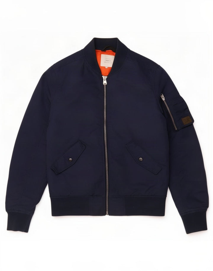 Giacca bomber imbottita da uomo Jack & Jones UK 36 piccola in nylon blu navy