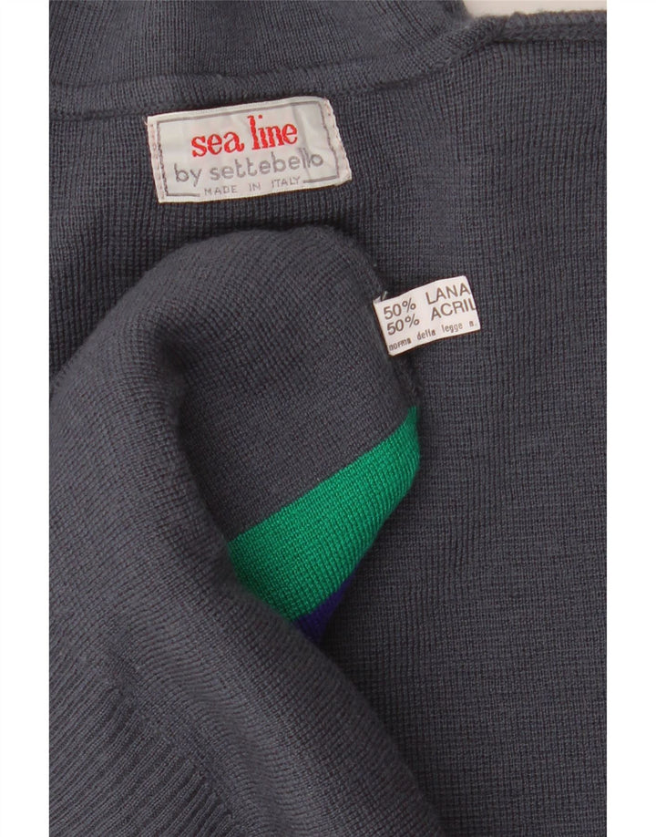SETTEBELLO Maglione da uomo con collo alto, grande, in lana color block grigio