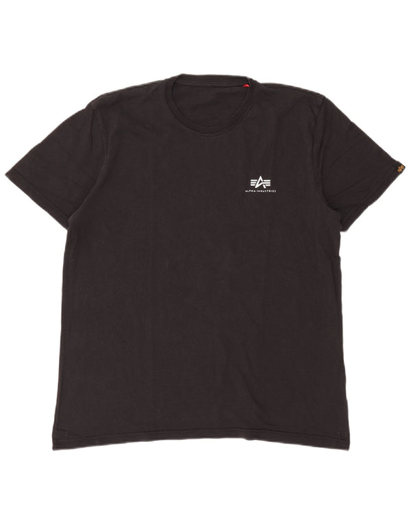 T-shirt da uomo Alpha Industries Top in cotone nero medio