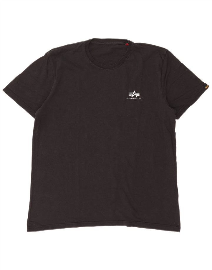 T-shirt da uomo Alpha Industries Top in cotone nero medio