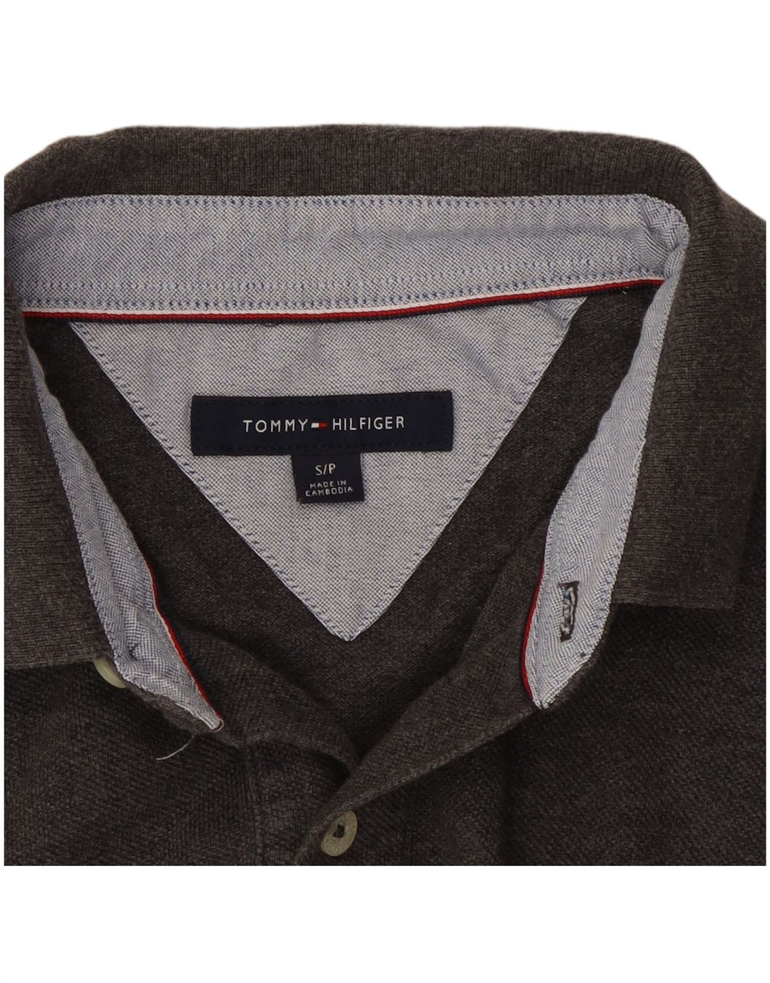 Polo da uomo Tommy Hilfiger piccola in cotone grigio