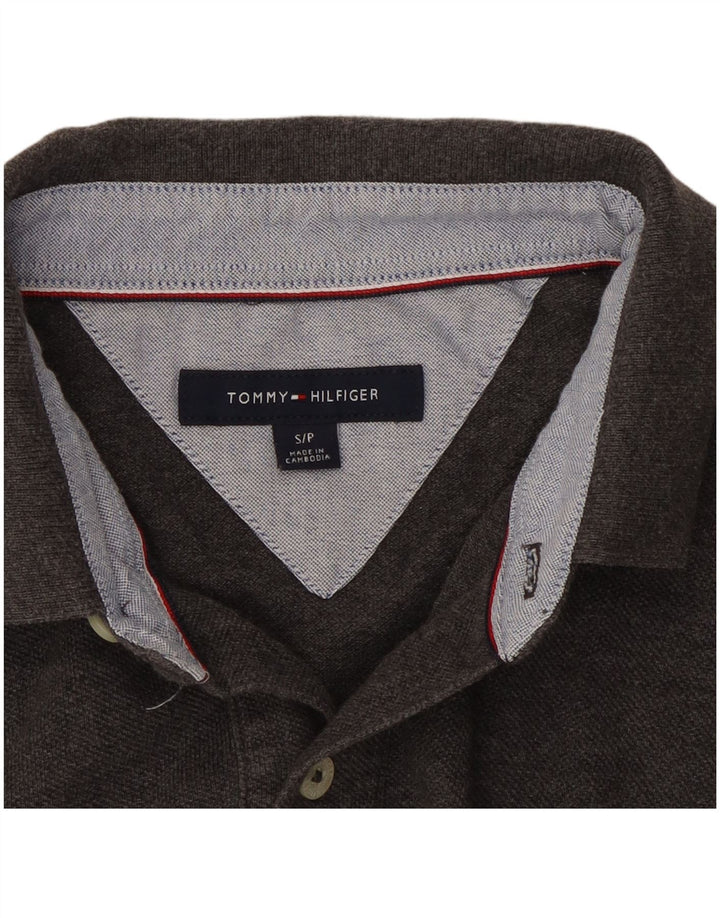 Polo da uomo Tommy Hilfiger piccola in cotone grigio