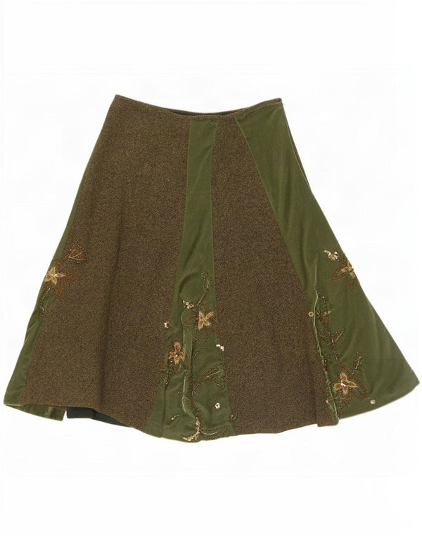 Gonna a trapezio da donna Monsoon UK 10 piccola W30 verde floreale