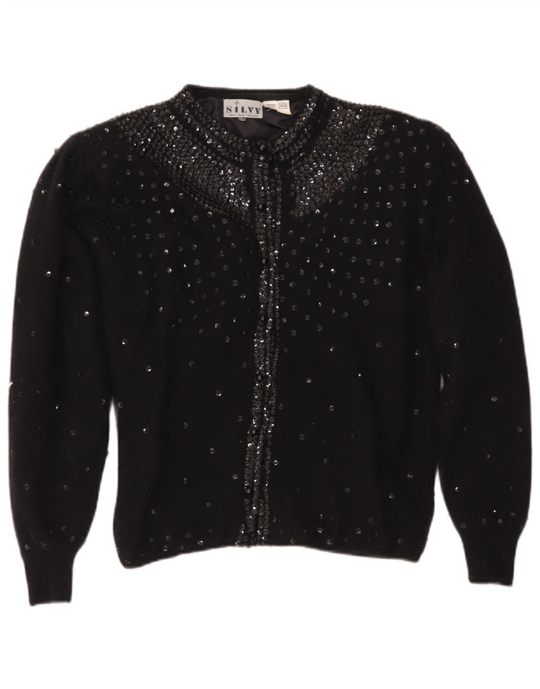 Maglione Cardigan Donna Silvy IT 44 Medio Nero Lana d'Agnello