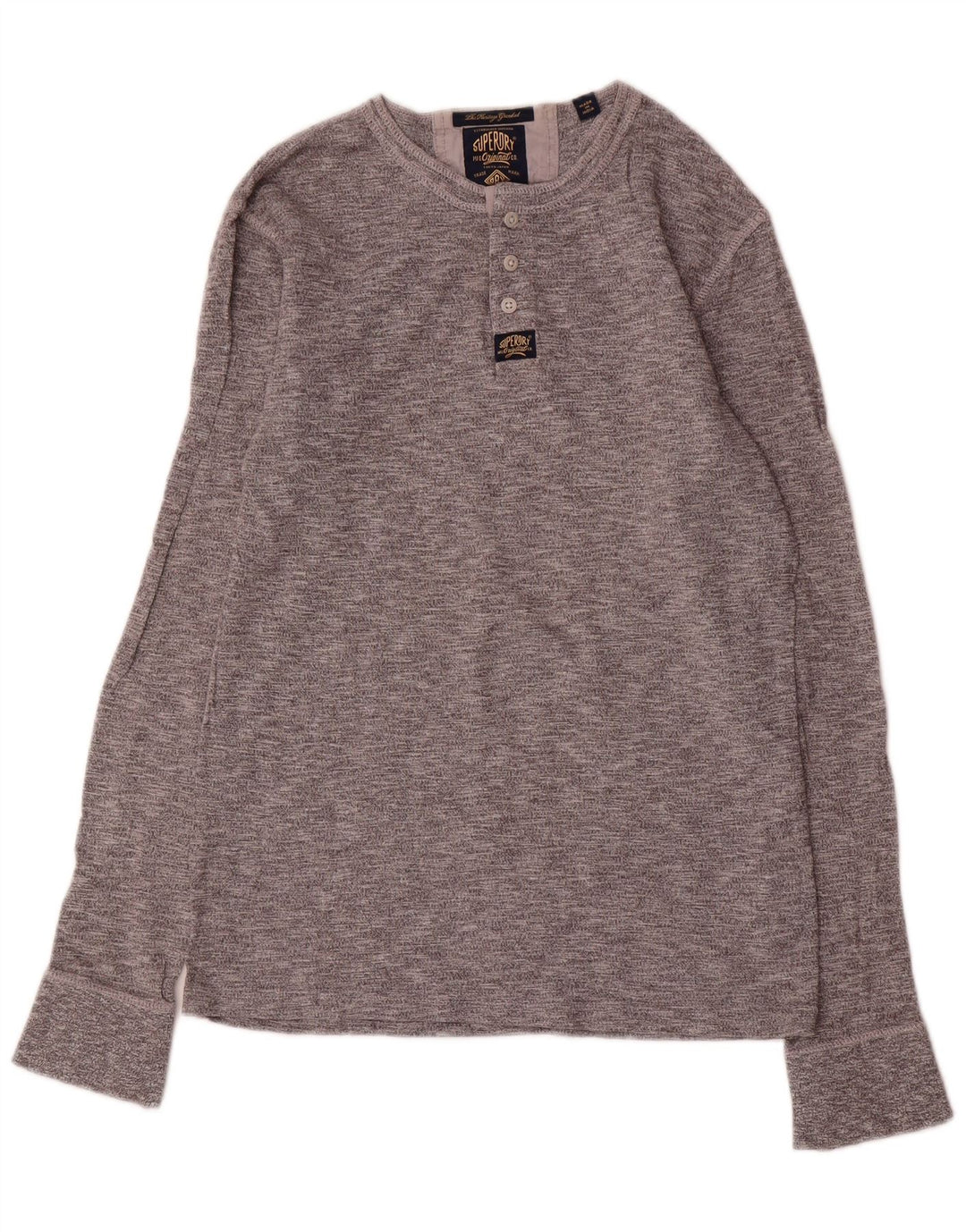 Top da uomo SUPERDRY a maniche lunghe in cotone mélange grigio medio