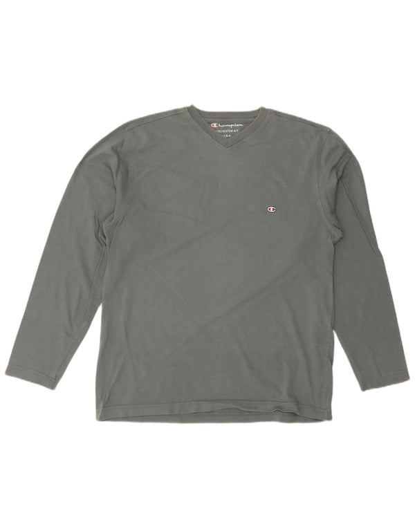 Champion Top da uomo a maniche lunghe in cotone grigio grande