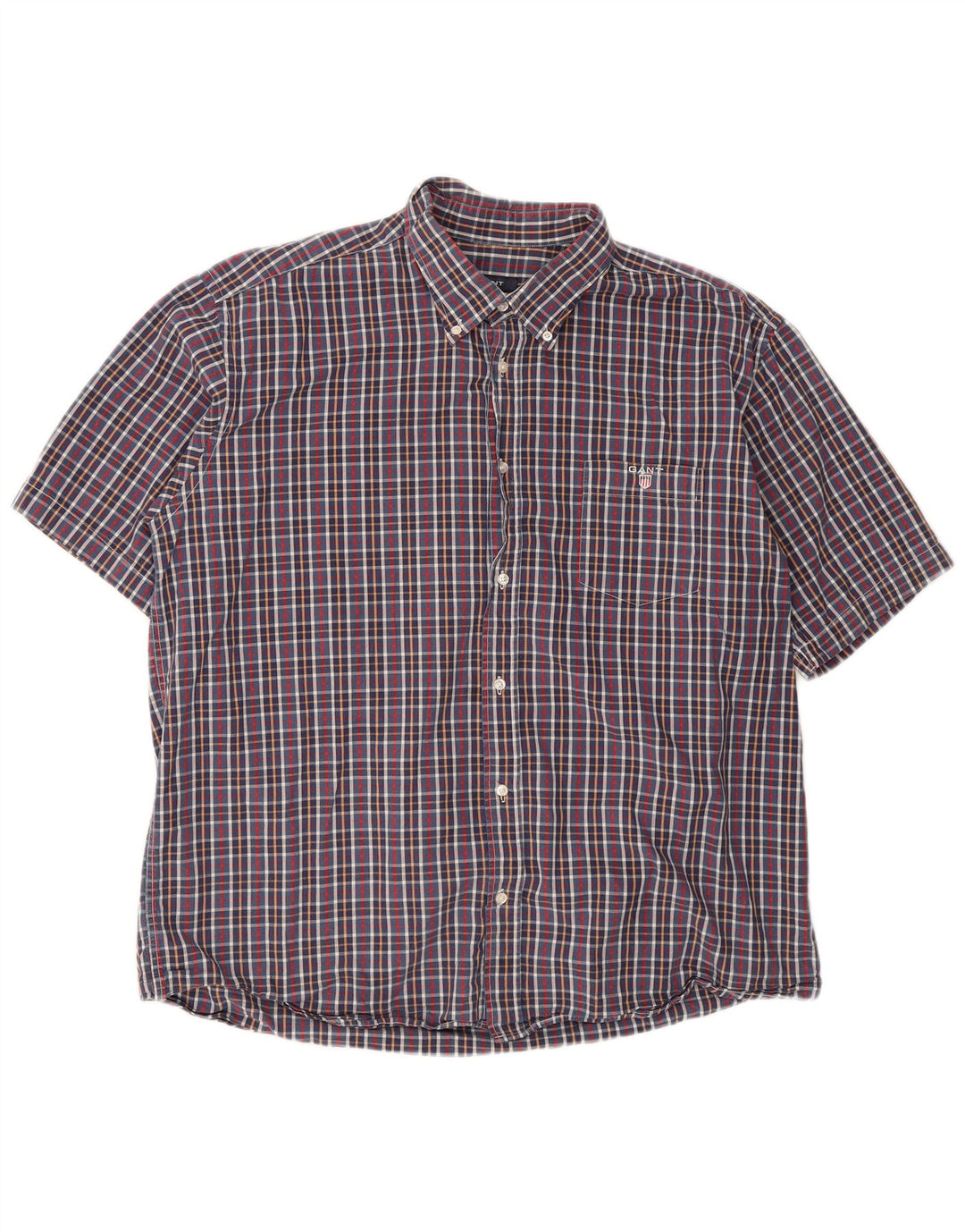 Gant Camicia da uomo a maniche corte vestibilità regolare 3XL Blu a quadri
