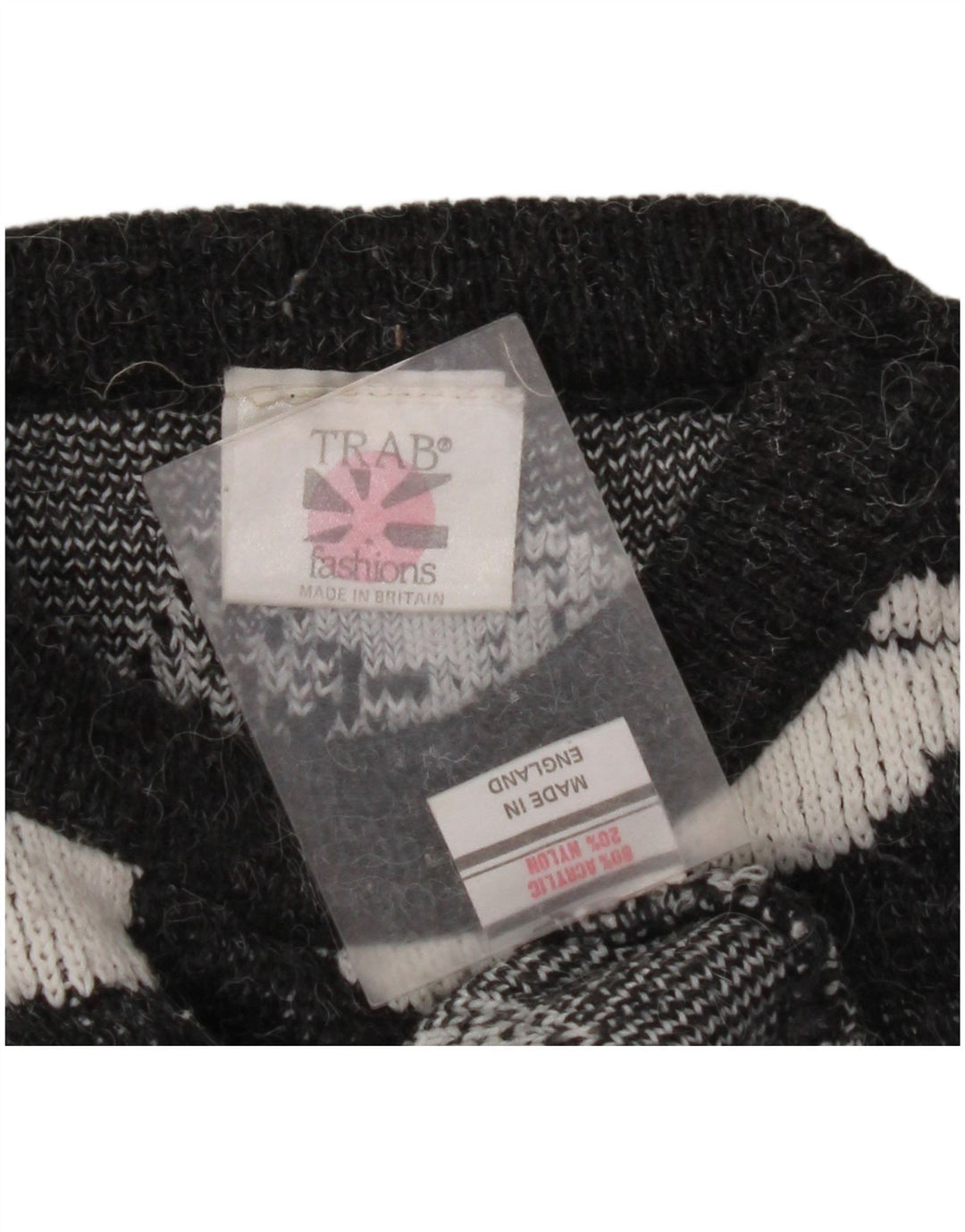 Maglione maglione girocollo da donna VINTAGE UK 16 grande acrilico maculato grigio