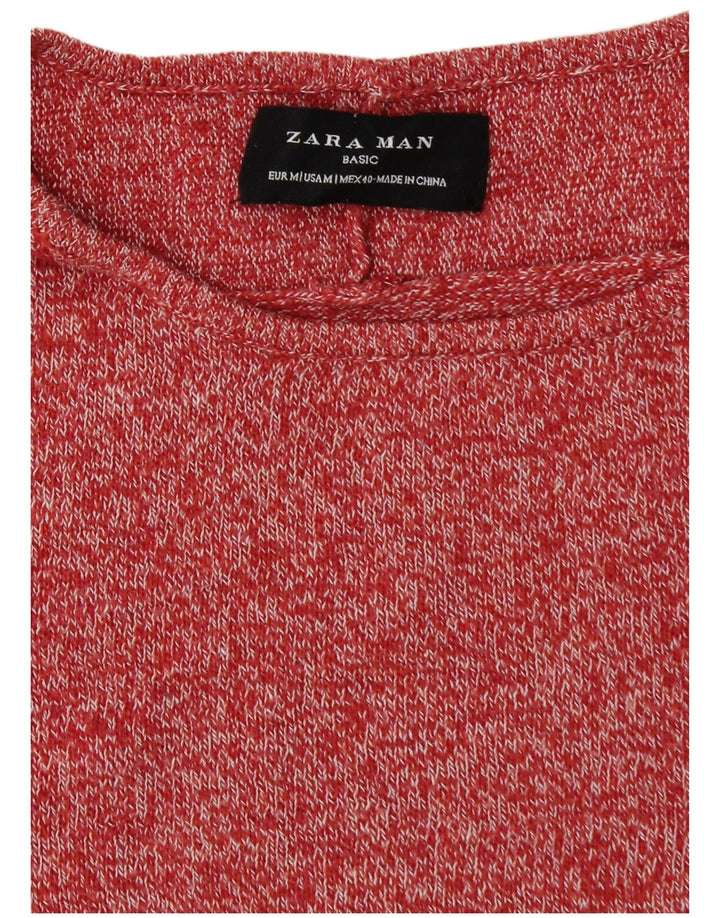 Maglione maglione girocollo da uomo Zara rosso medio chiazzato