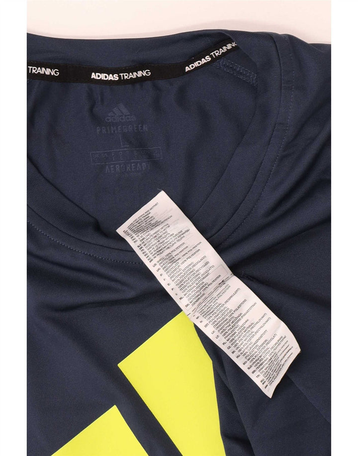 Adidas - T-shirt grafica regolare da uomo, top grande, color block blu navy