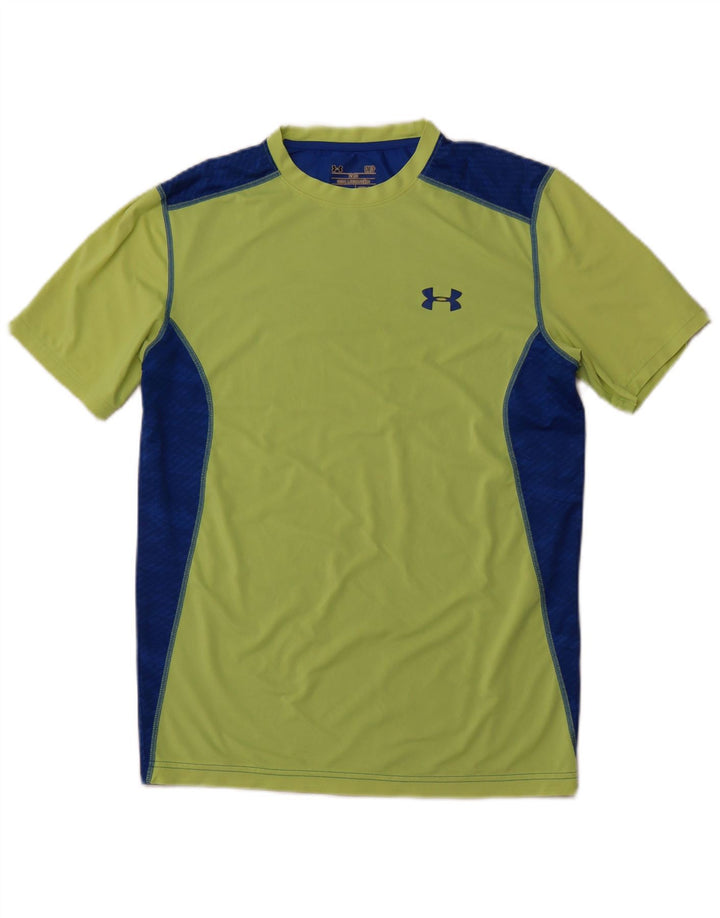 T-shirt da uomo UNDER ARMOUR Heat Gear Top piccolo verde a blocchi di colore