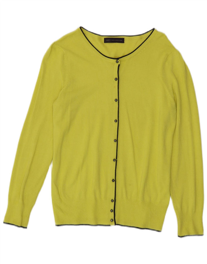 Maglione cardigan da donna Marks & Spencer UK 10 piccolo viscosa gialla