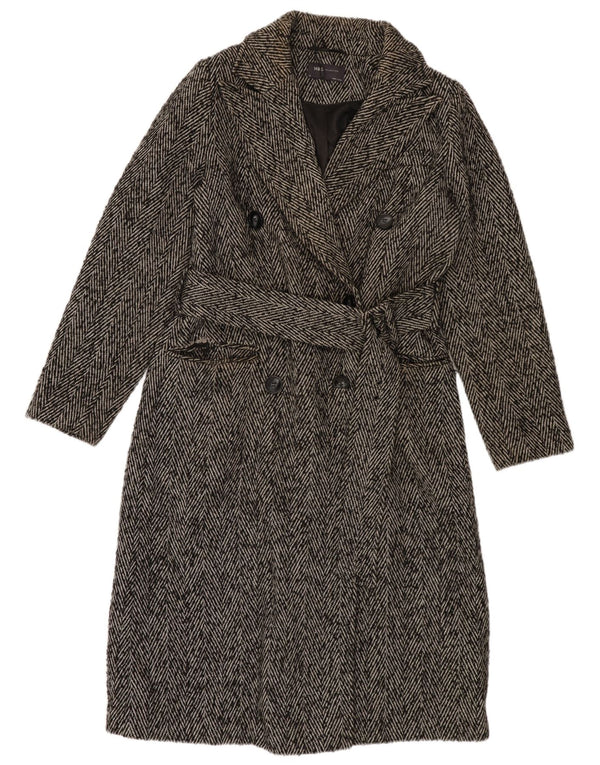 Cappotto doppiopetto da donna Marks & Spencer UK 10 piccolo grigio a spina di pesce