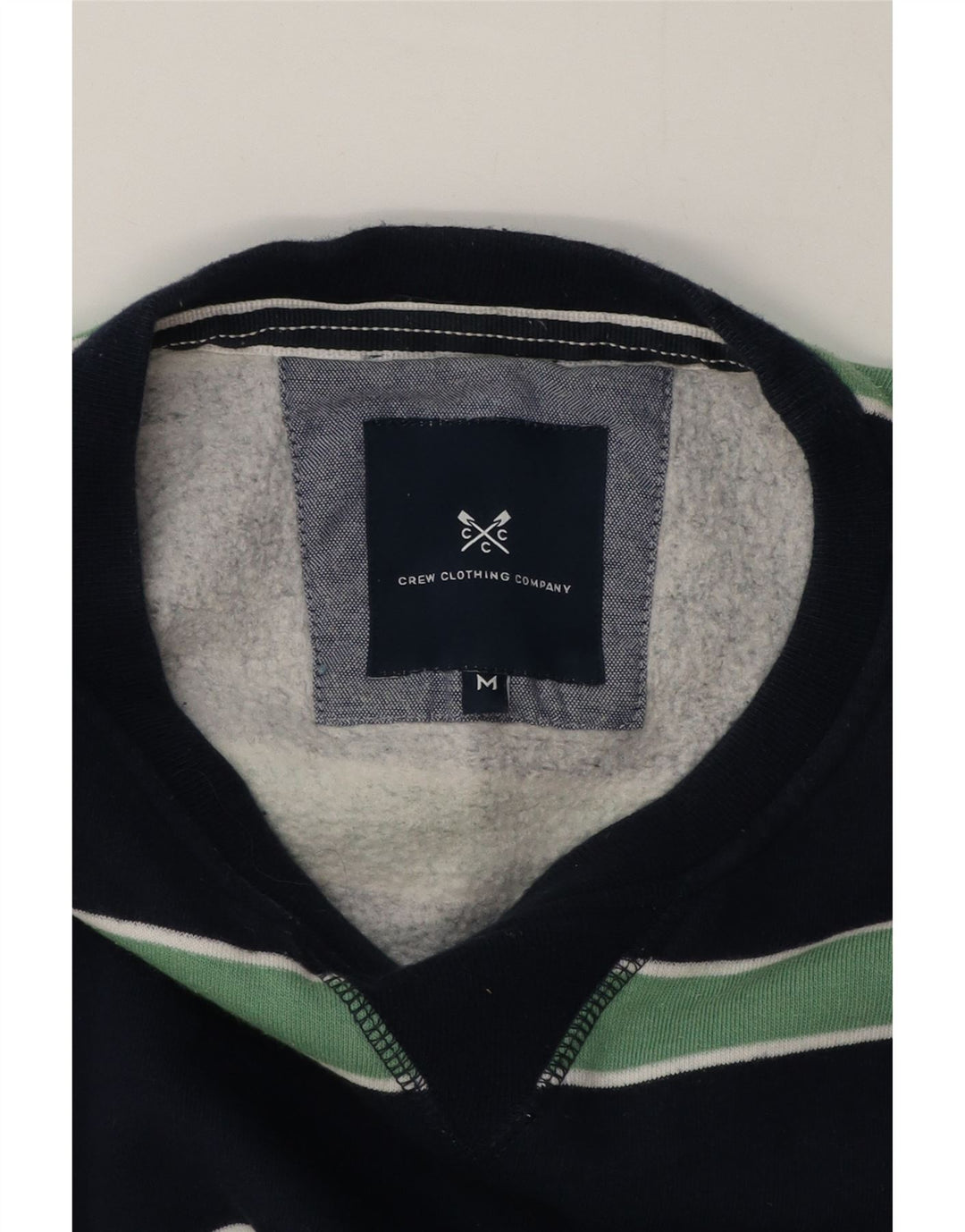 Crew Clothing Felpa da uomo Maglione medio in cotone a righe blu navy