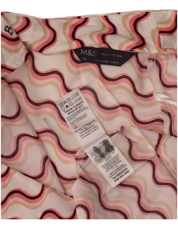 MARKS & SPENCER Camicetta senza maniche da donna UK 24 4XL Rosa Chevron
