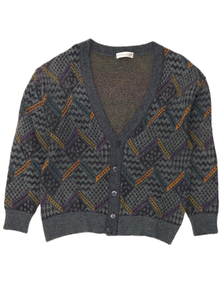 Maglione cardigan da uomo Breidhof patchwork blu medio