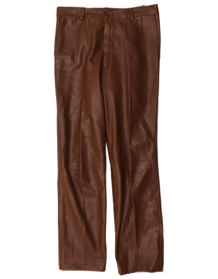 Pantaloni dritti in pelle vintage da donna W30 L29 Marrone