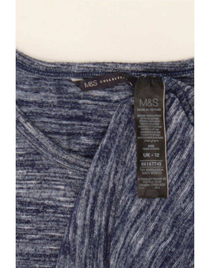 Marks & Spencer Top da donna a maniche lunghe UK 12 Poliestere screziato blu medio