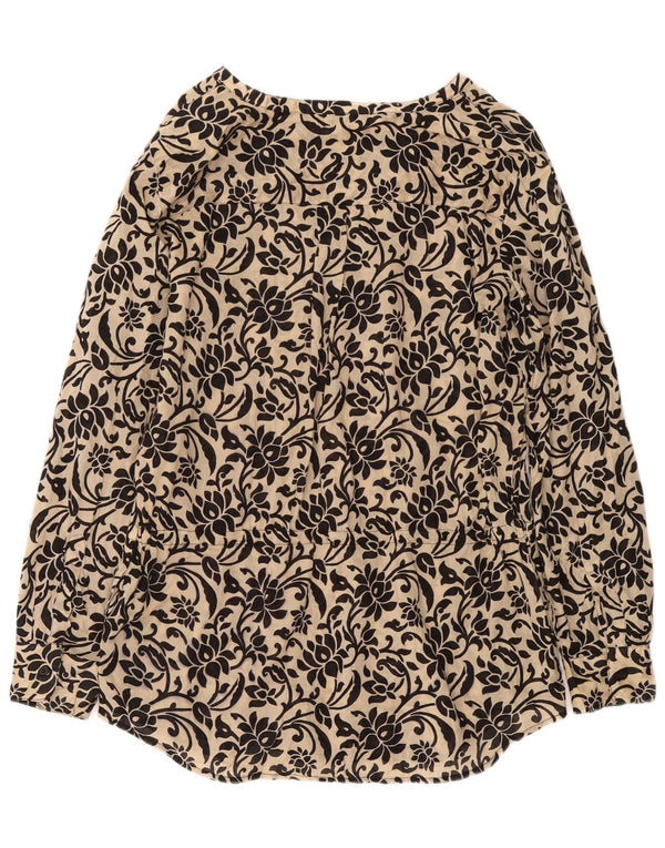 RALPH LAUREN Camicetta lunga da donna Top UK 14 Cotone floreale beige medio