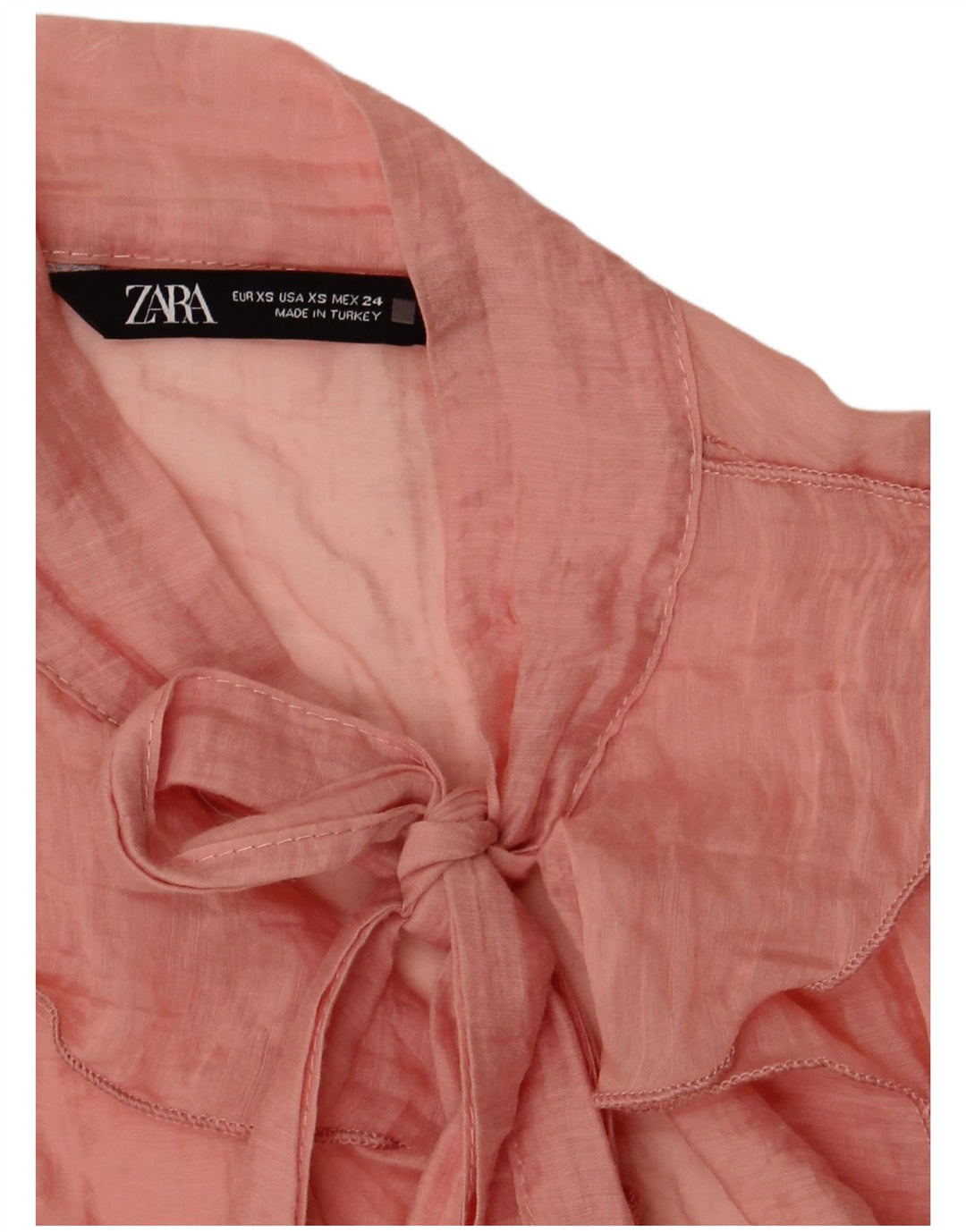 Top Zara da donna, camicetta oversize senza maniche con volant sul davanti, UK 6 XS, rosa