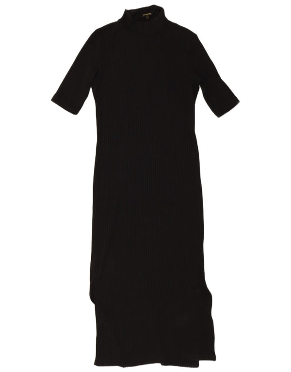 Massimo Dutti Womens Short Sleeve Maxi Jumper Dress UK 12 Medium Black