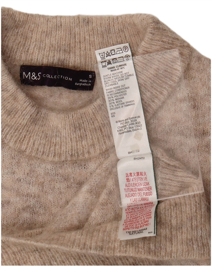 Maglione maglione girocollo da donna Marks & Spencer UK 10 piccolo beige screziato