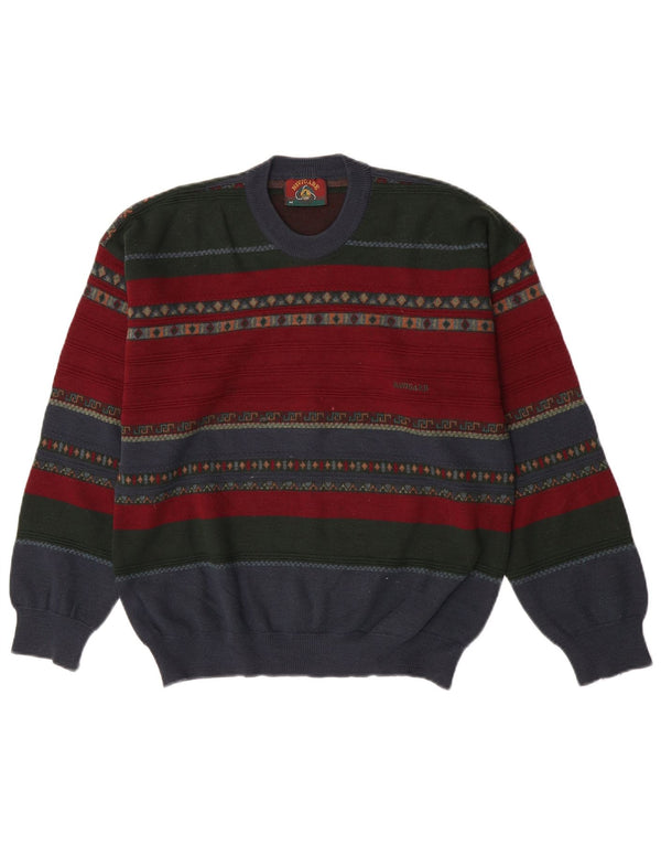 Maglione maglione girocollo da uomo Navigare, acrilico a righe multicolore medio