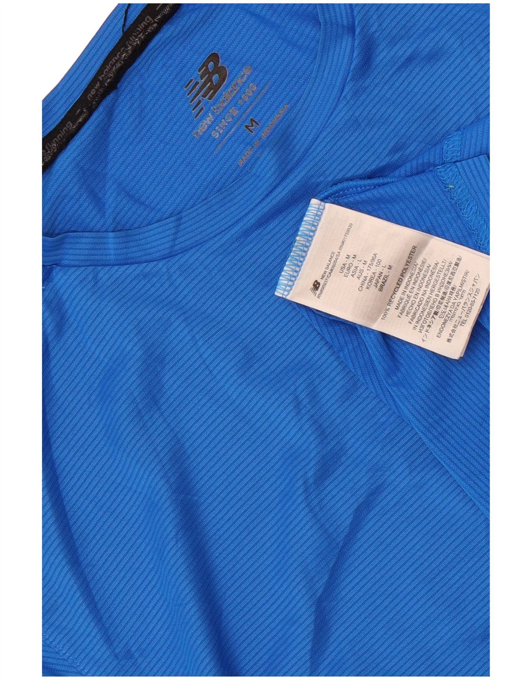 T-shirt da uomo New Balance Top in poliestere gessato blu medio
