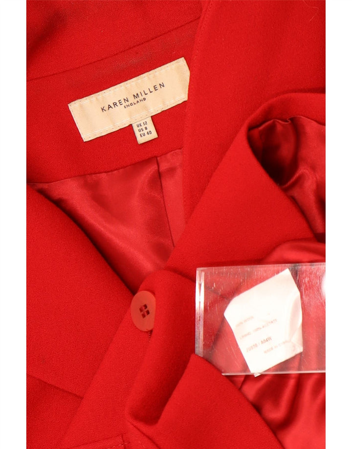 Giacca blazer a 3 bottoni da donna Karen Millen UK 12 lana rossa media