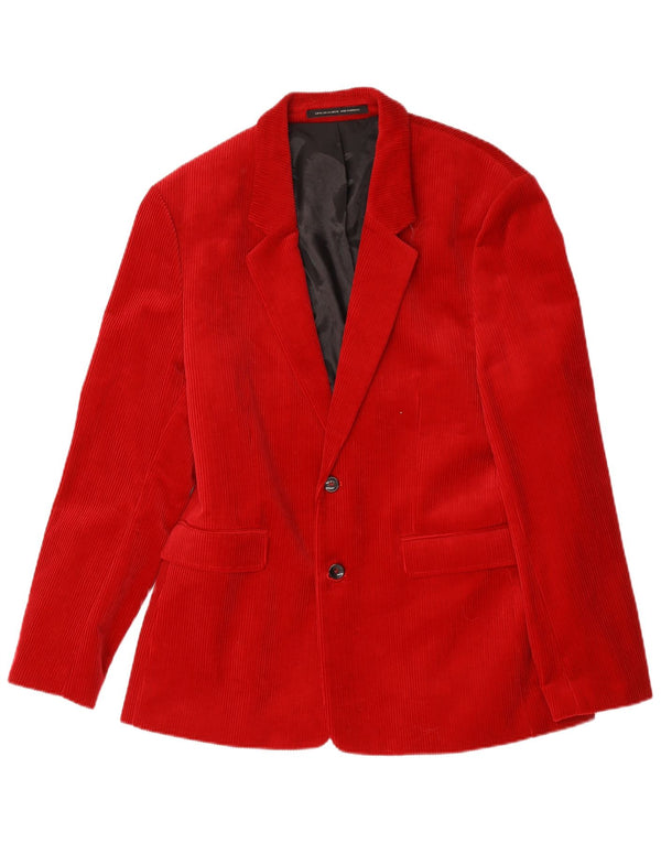 Giacca blazer da uomo in velluto a coste a 2 bottoni Zara EU 54 XL cotone rosso