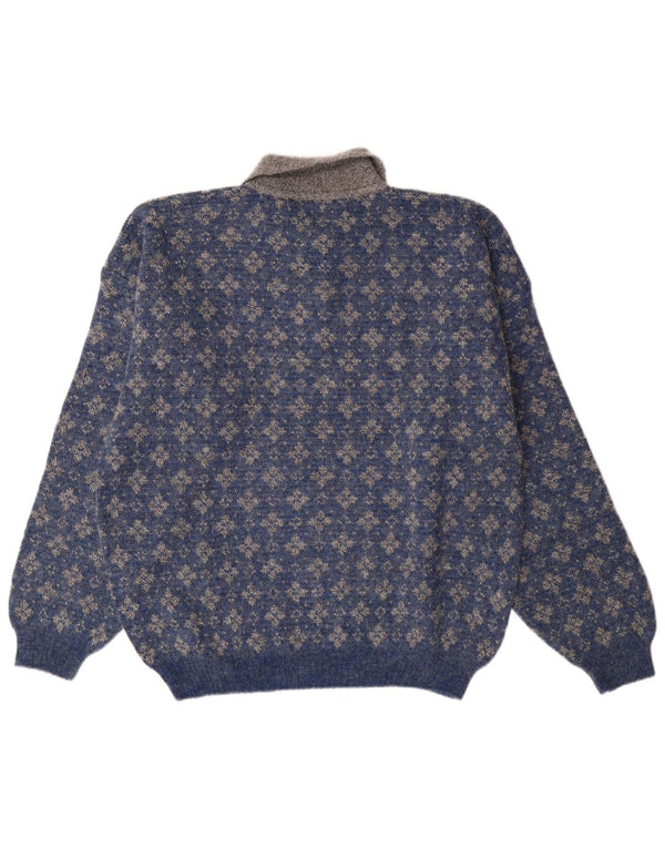 Maglione da uomo con collo alto Umberto Severi IT 52 Grande floreale blu