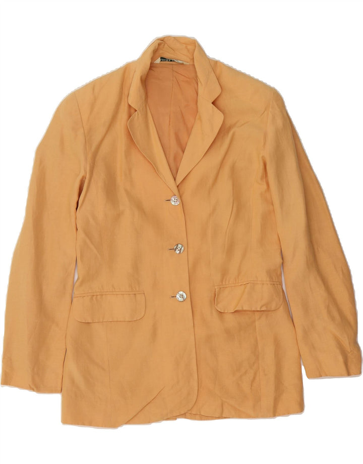 LAURA ASHLEY Womens 3 Button Blazer Jacket UK 10 Small Brown Silk Vintage Laura Ashley and Second-Hand Laura Ashley from Messina Hembry 