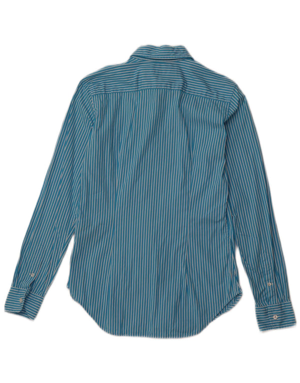 RALPH LAUREN Womens Oversized Shirt US 4 Small Blue Pinstripe Cotton