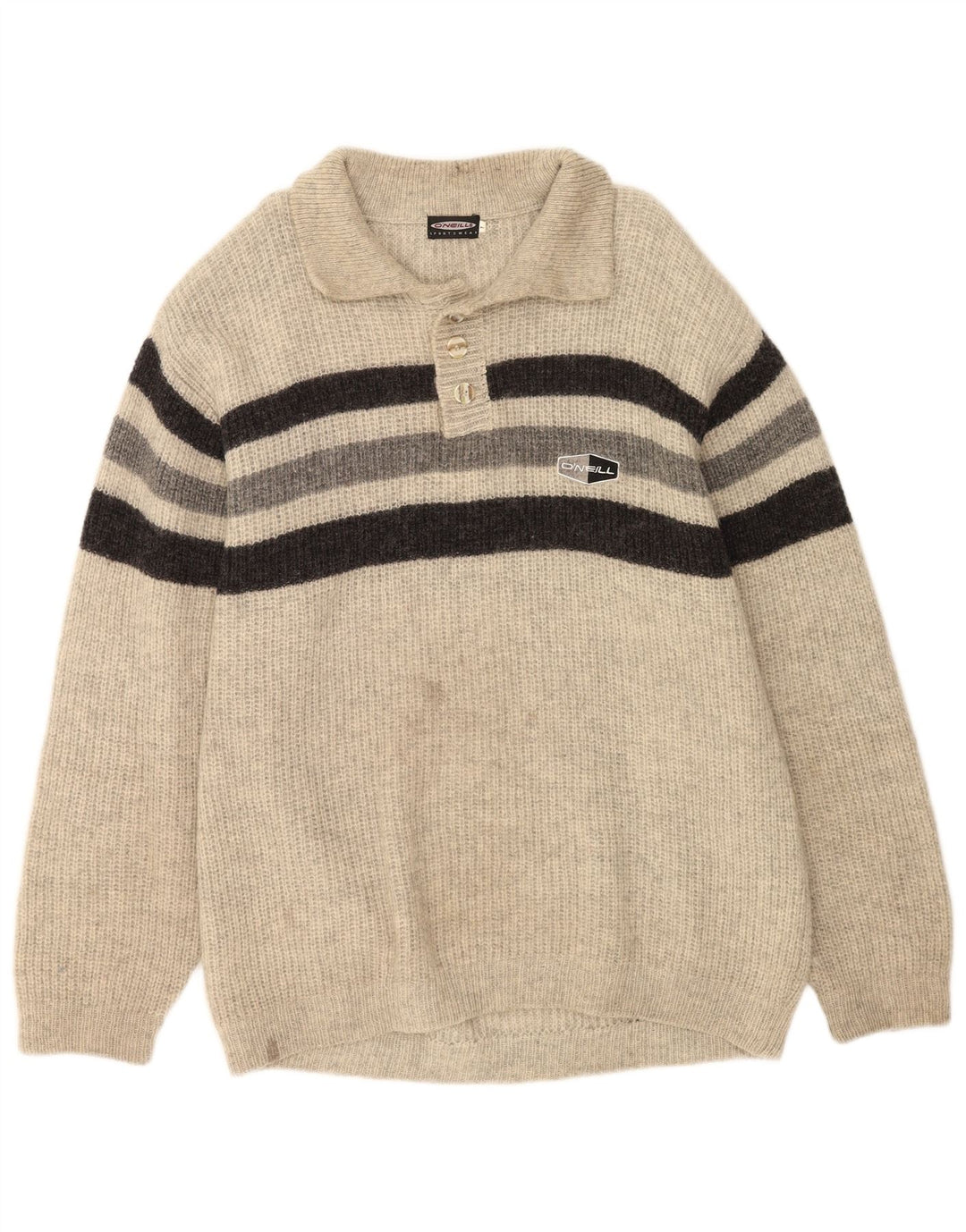 Maglione maglione da uomo con collo alto O'Neill a righe grigie grandi