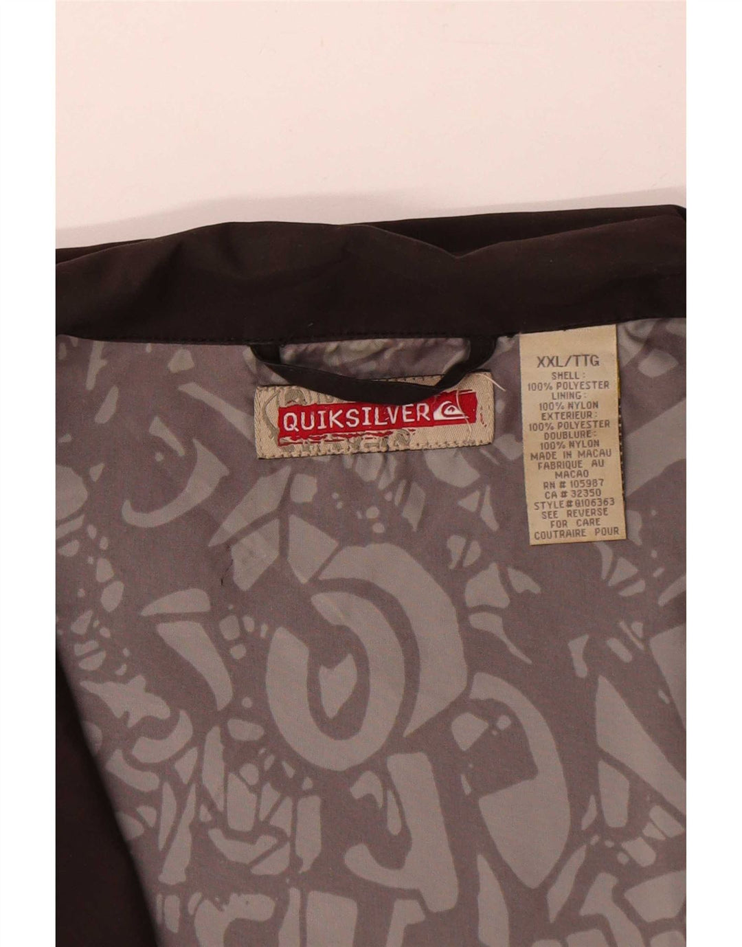 Giubbotto bomber da uomo Quiksilver UK 44 2XL poliestere marrone
