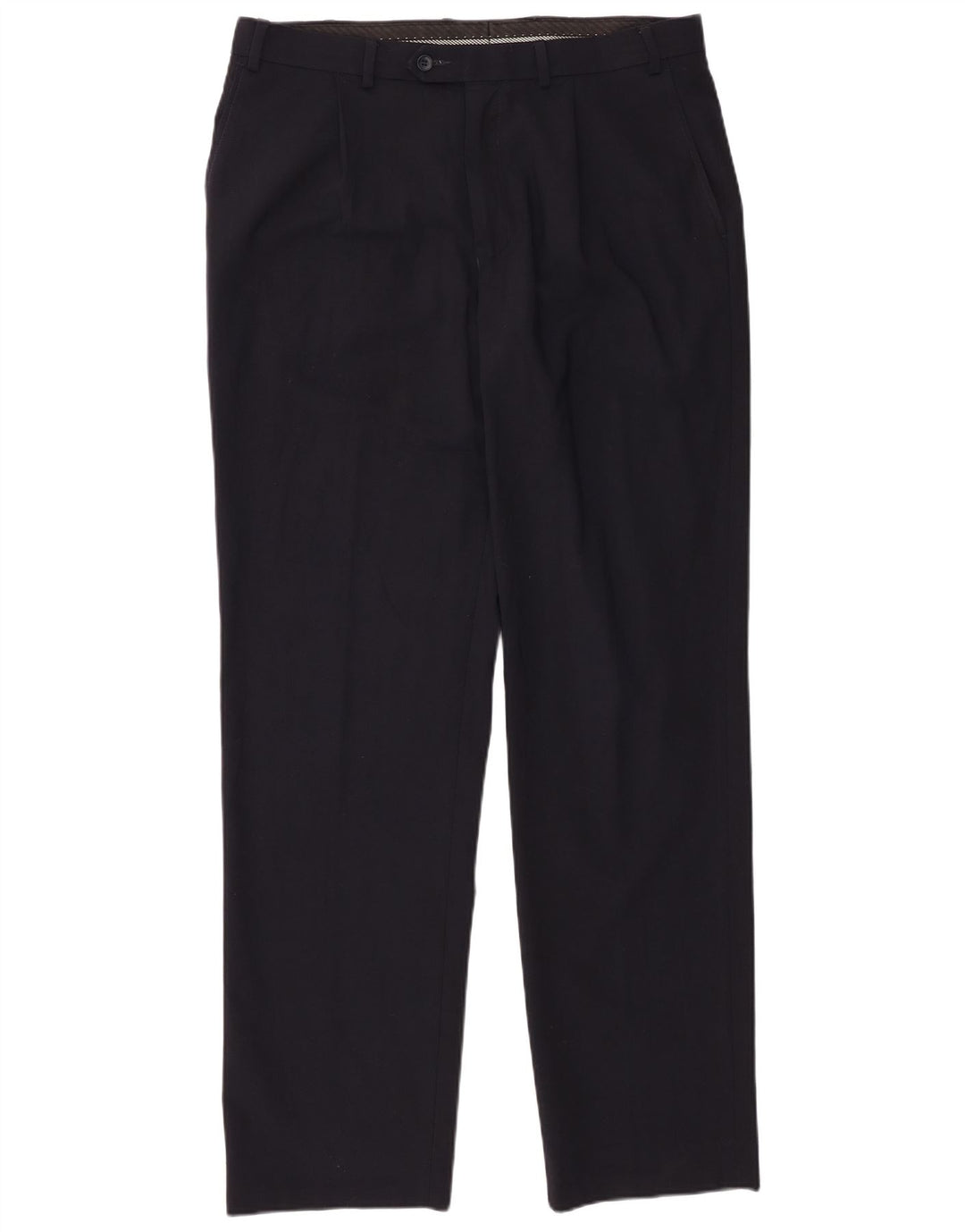Pantaloni da abito con pegging da uomo Marks & Spencer W36 L33 poliestere blu navy