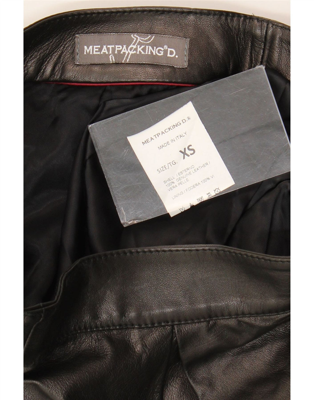 Gonna in pelle vintage da donna XS W25 in pelle nera