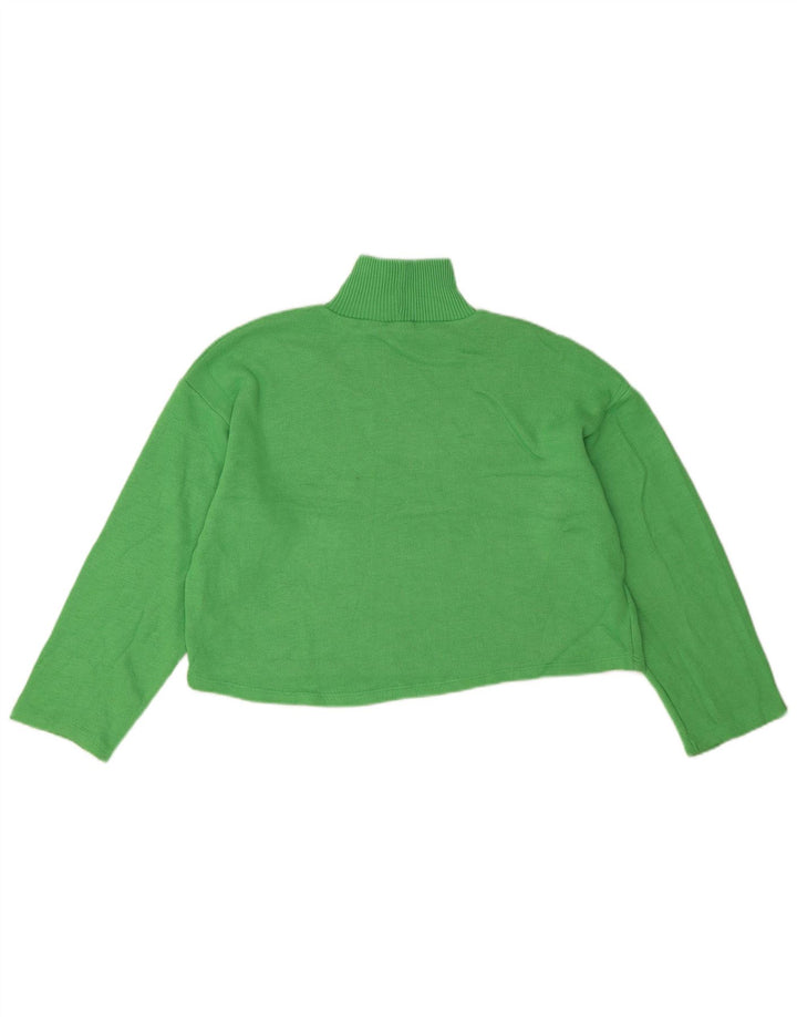 Zara Donna Maglione Corto Oversize con Collo Dolcevita UK 10 Piccolo Verde