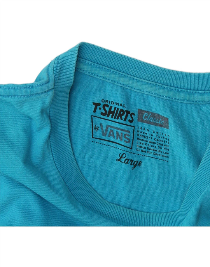 T-shirt grafica da uomo Vans grande in cotone blu