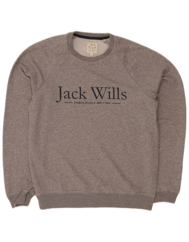 Felpa grafica da uomo Jack Wills Maglione cotone chiazzato grigio medio