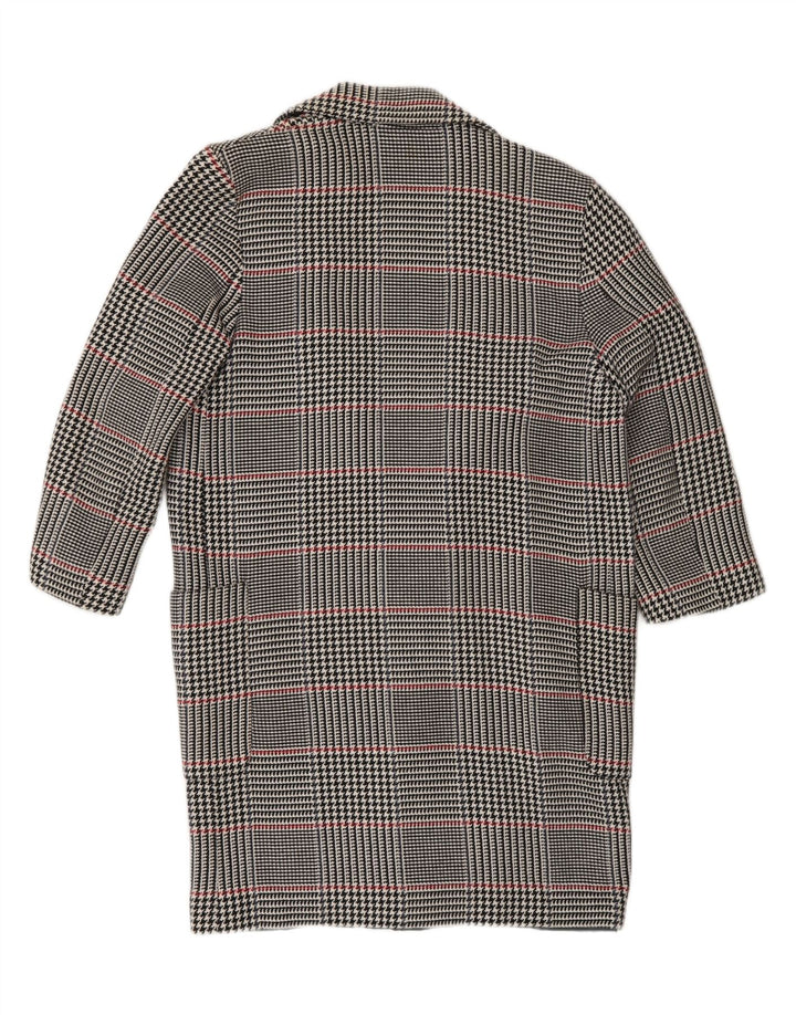 Soprabito aperto da donna Zara UK 10 piccolo cotone pied de poule blu navy