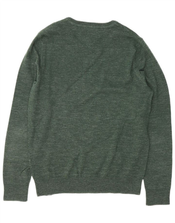 Maglione maglione girocollo da uomo Tommy Hilfiger in cotone screziato verde medio